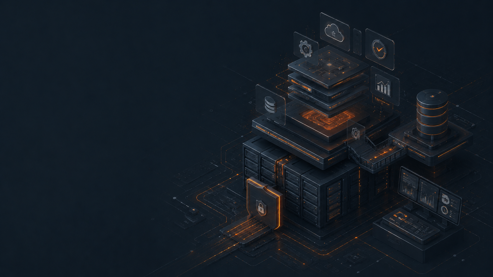 Ilustración tecnológica para Oracle Hardware y Software