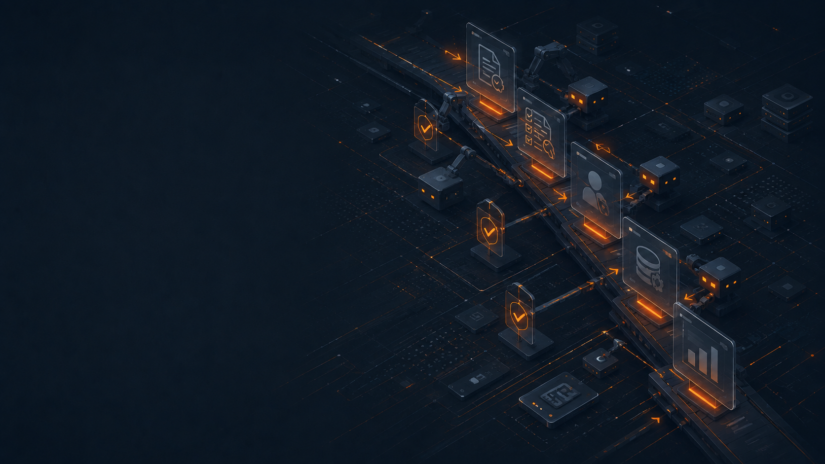Ilustración tecnológica para Automatización robótica de procesos RPA