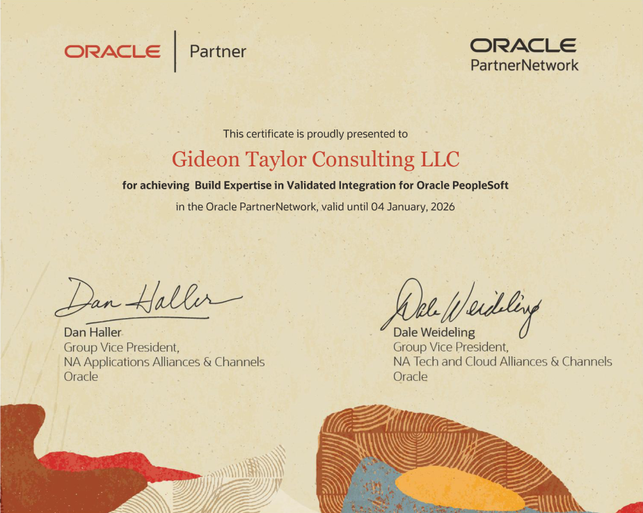 Certificación Oracle Validated Integration para PeopleSoft